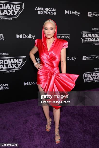 Pom Klementieff attends the Guardians of the Galaxy Vol. 3 World Premiere at the Dolby Theatre in Hollywood, California on April 27, 2023.