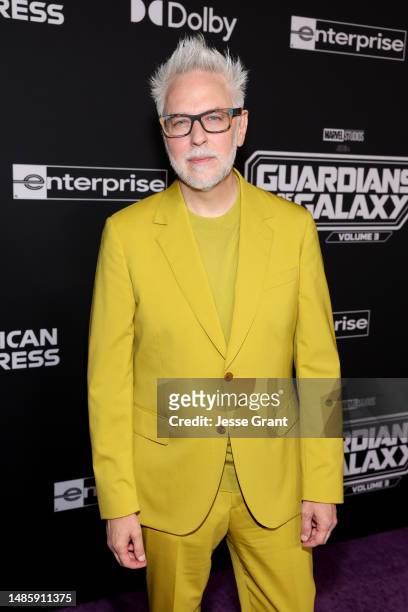James Gunn attends the Guardians of the Galaxy Vol. 3 World Premiere at the Dolby Theatre in Hollywood, California on April 27, 2023.