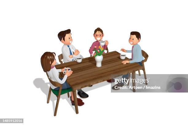 3d, character, illustration, object - couple getting ready stock illustrations