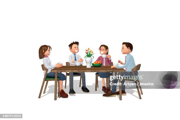 3d, character, illustration, object - preparing dinner table stock illustrations