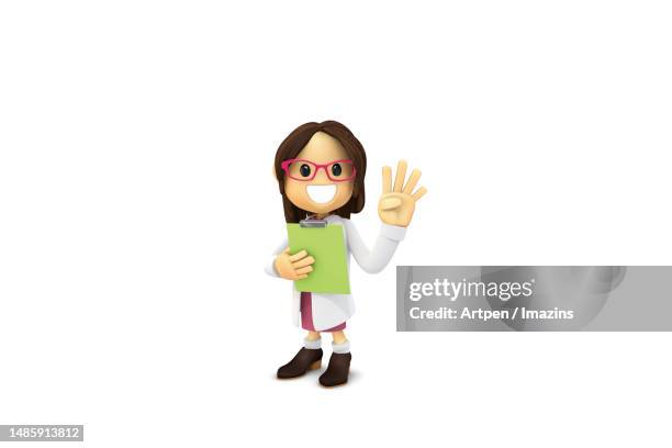 3d, character, illustration, object - doctor explaining stock illustrations
