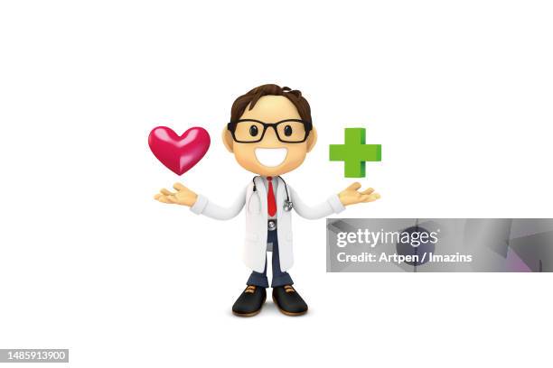 3d, character, illustration, object - doctor explaining stock illustrations