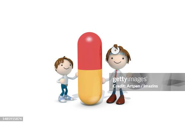 3d, character, illustration, object - two doctors talking stock illustrations