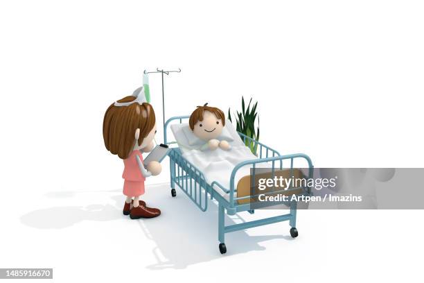 3d, character, illustration, object - two nurses talking stock illustrations