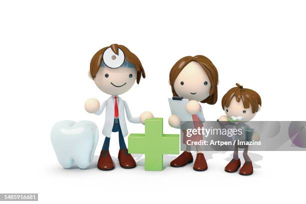3d, character, illustration, object - kid brushing stock illustrations