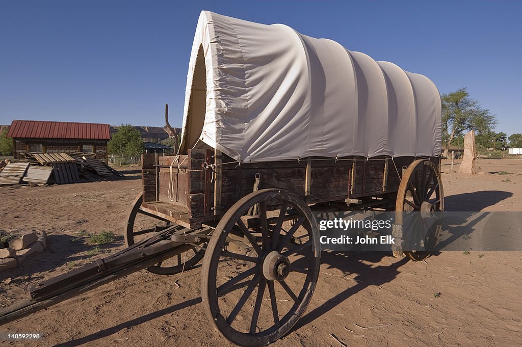 Wagon at Bluff Fort historic area.