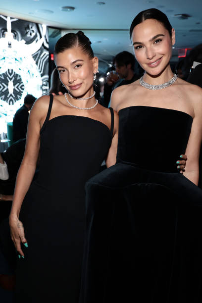 Hailey Bieber and Gal Gadot attend as Tiffany & Co. Celebrates the reopening of NYC Flagship store, The Landmark on April 27, 2023 in New York City.