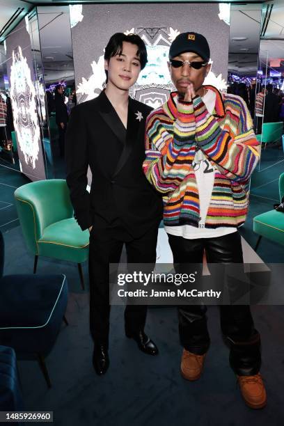 Jimin and Pharrell attend as Tiffany & Co. Celebrates the reopening of NYC Flagship store, The Landmark on April 27, 2023 in New York City.