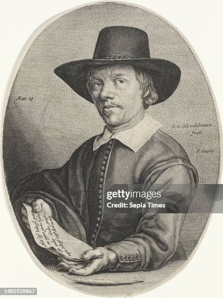 Portrait of the schoolmaster and writer-in-law Theodore Bleuet, print maker: Salomon Savery, , Samuel van Hoogstraten, , Amsterdam, 1637 - 1665...