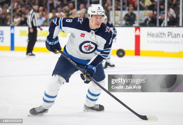 Saku Maenalanen of the Winnipeg Jets skates during the second period against the Vegas Golden Knights in Game Five of the First Round of the 2023...