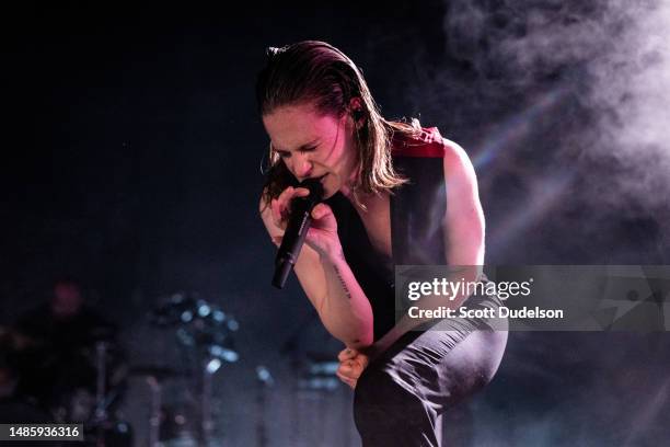 Singer Héloïse Adélaïde Letissier of Christine and the Queens performs onstage during Weekend 2, Day 3 of the 2023 Coachella Valley Music and Arts...