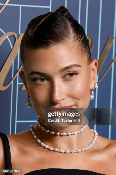 Hailey Bieber attends the reopening of The Landmark at Tiffany & Co 5th Avenue on April 27, 2023 in New York City.