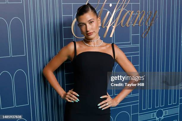 Hailey Bieber attends the reopening of The Landmark at Tiffany & Co 5th Avenue on April 27, 2023 in New York City.