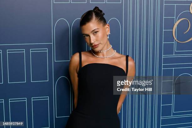 Hailey Bieber attends the reopening of The Landmark at Tiffany & Co 5th Avenue on April 27, 2023 in New York City.