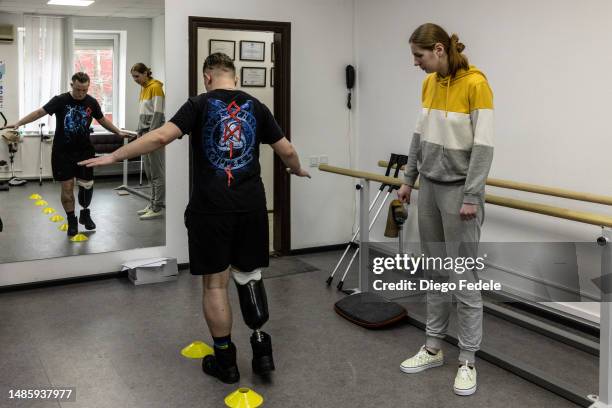 Mikola, a Ukrainian serviceman, goes through the weekly rehabilitation program that helps him strengthen his muscles and gain his motor ability after...