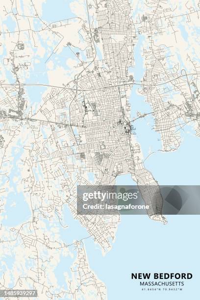bildbanksillustrationer, clip art samt tecknat material och ikoner med new bedford, massachusetts, usa vector map - massachusettsbukten