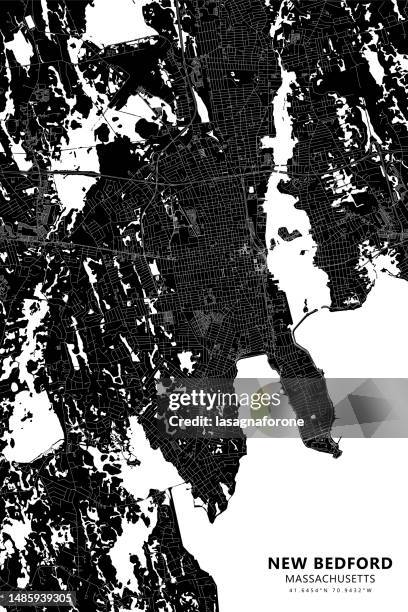 bildbanksillustrationer, clip art samt tecknat material och ikoner med new bedford, massachusetts, usa vector map - massachusettsbukten