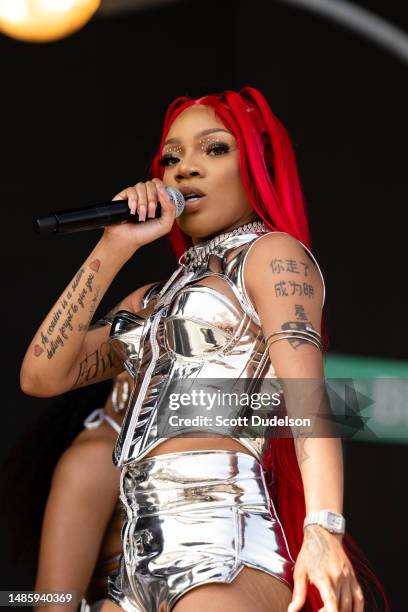 Singer Glorilla performs onstage during Weekend 2, Day 3 of the 2023 Coachella Valley Music and Arts Festival on April 23, 2023 in Indio, California.