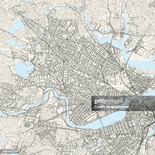 cambridge, massachusetts, usa vector map - harvard university stock illustrations