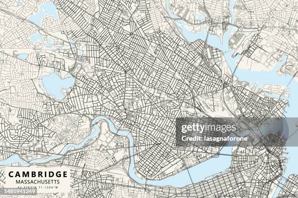 cambridge, massachusetts, usa vector map - mit stock illustrations