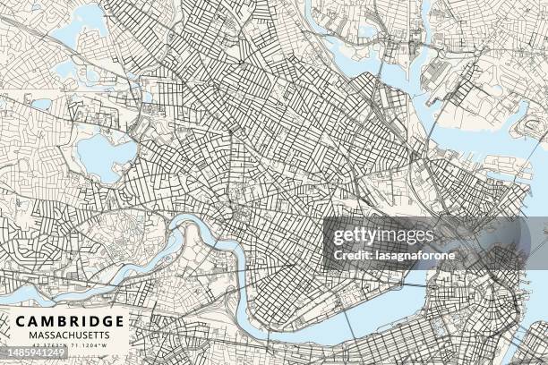 cambridge, massachusetts, usa vector map - inset map stock illustrations