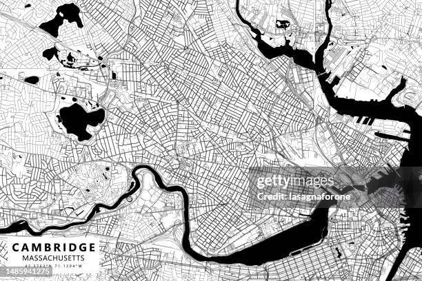 cambridge, massachusetts, usa vector map - harvard university stock illustrations