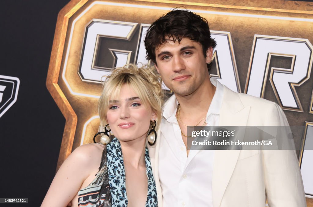 Meg Donnelly and Drake Rodger attend the world premiere of Marvel
