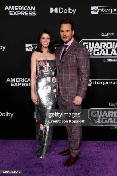 Katherine Schwarzenegger and Chris Pratt attend the world premiere of Marvel Studios' "Guardians Of The Galaxy Vol. 3" at Dolby Theatre on April 27,...