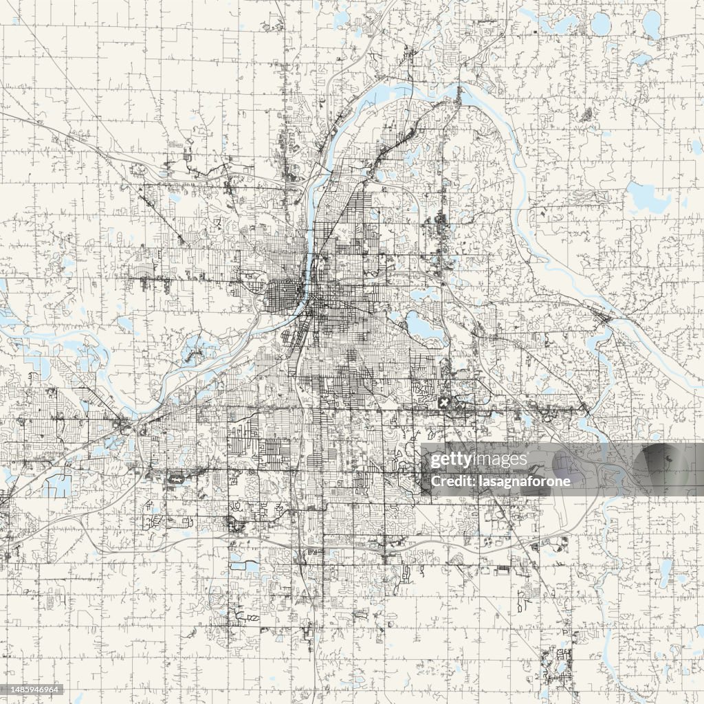 Grand Rapids, Michigan, USA Vector Map