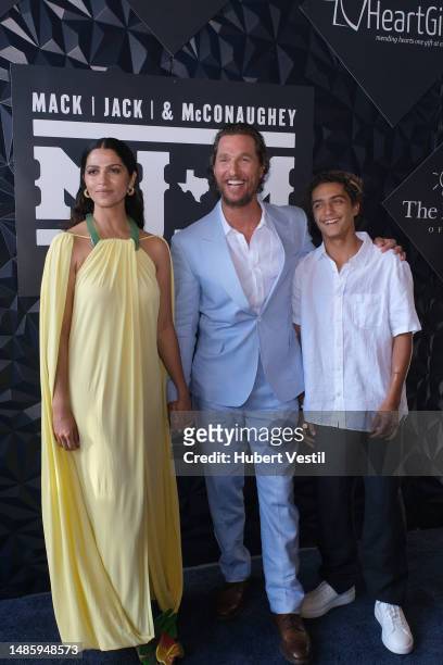 Mack Brown, Jack Ingram and Matthew McConaughey attend the 2023 Mack, Jack & McConaughey Gala at ACL Live at Moody Theatre on April 27, 2023 in...