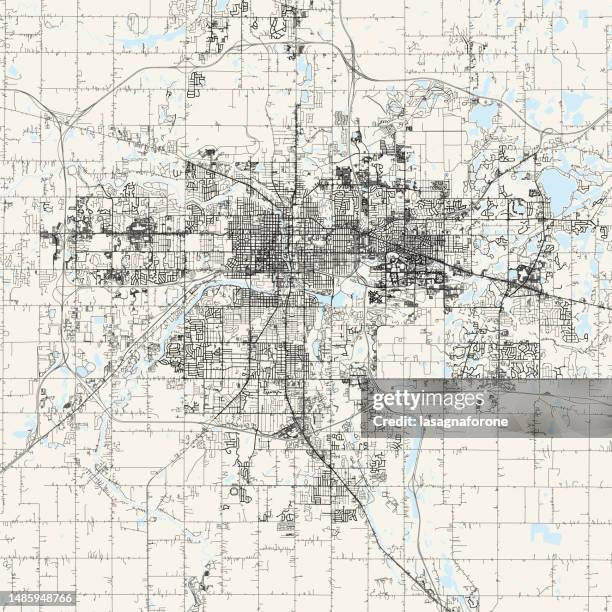 lansing, michigan, usa vector map - michigan skyline stock illustrations