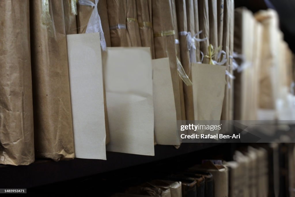 Old Wrapped File Stored Old Files On A Shelf In Library Archiv High-Res Stock Photo ...