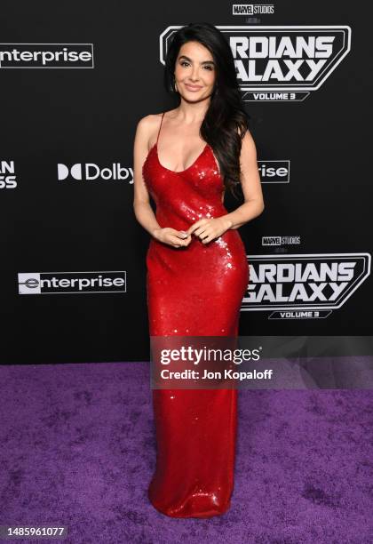 Mikaela Hoover attends World Premiere Of Marvel Studios' "Guardians Of The Galaxy Vol. 3" on April 27, 2023 in Hollywood, California.