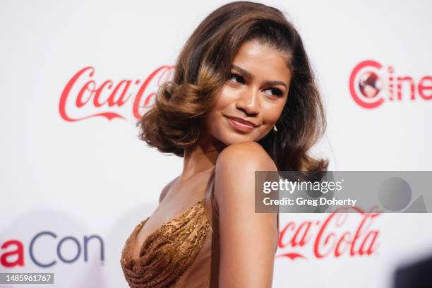 Zendaya, recipient of the Star of the Year Award, attends the CinemaCon Big Screen Achievement Awards at Omnia Nightclub at Caesars Palace during...