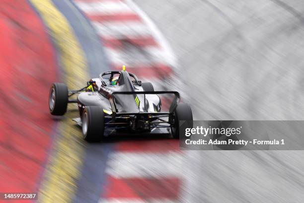 Jessica Edgar of Great Britain and Rodin Carlin drives on track during Free Practice 1 prior to the F1 Academy Series Round 1:Spielberg at Red Bull...