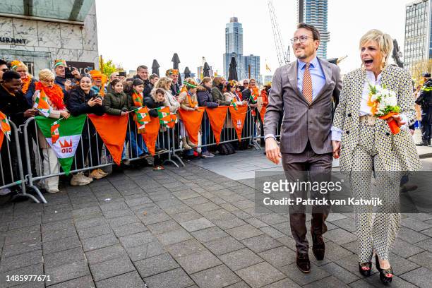 Prince Constantijn of The Netherlands and Princess Laurentien attend the Kingsday celebration on April 27, 2023 in Rotterdam, Netherlands. King...