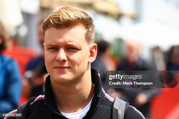 Mick Schumacher of Germany, Reserve Driver of Mercedes walks in the Paddock prior to practice ahead of the F1 Grand Prix of Azerbaijan at Baku City...