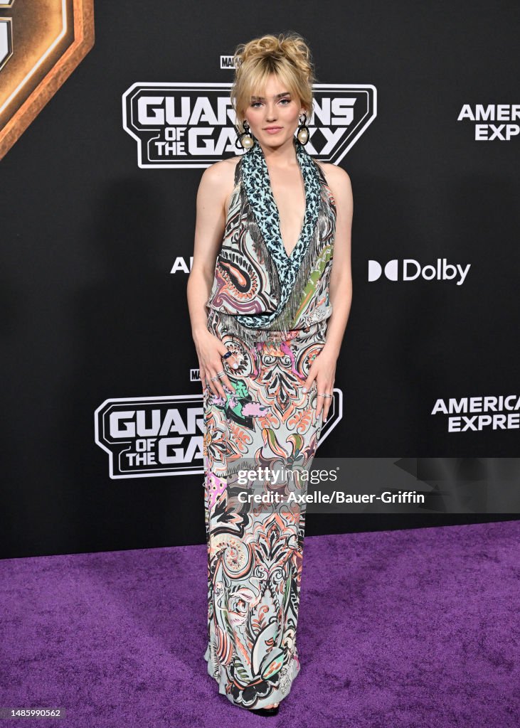 Meg Donnelly attends the World Premiere of Marvel Studios' "Guardians