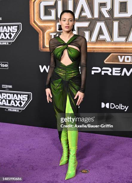 Daniela Melchior attends the World Premiere of Marvel Studios' "Guardians of the Galaxy Vol. 3" on April 27, 2023 in Hollywood, California.