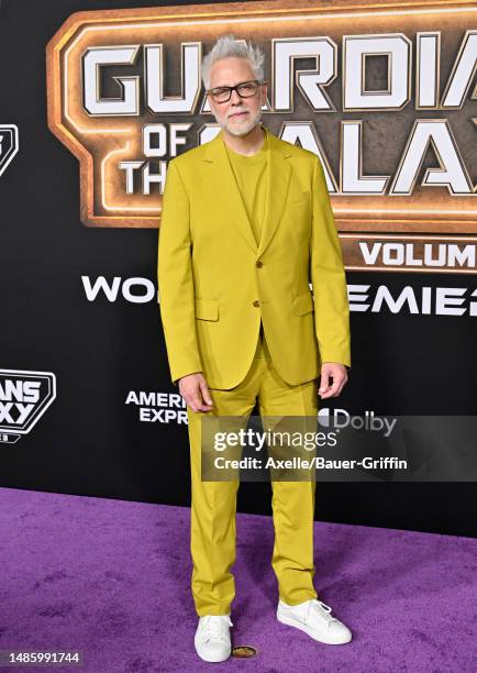 James Gunn attends the World Premiere of Marvel Studios' "Guardians of the Galaxy Vol. 3" on April 27, 2023 in Hollywood, California.