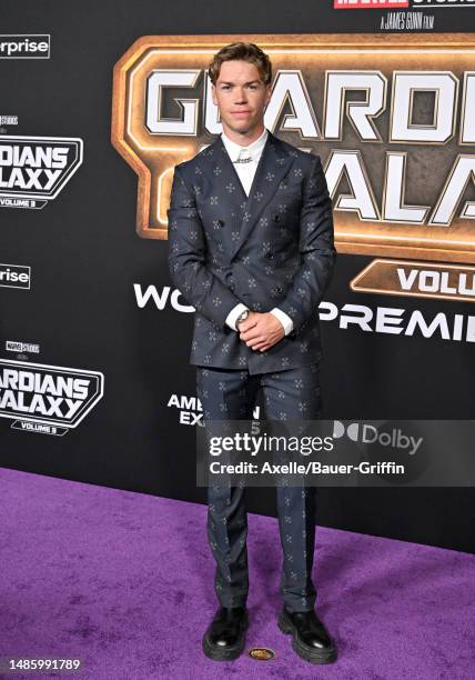 Will Poulter attends the World Premiere of Marvel Studios' "Guardians of the Galaxy Vol. 3" on April 27, 2023 in Hollywood, California.