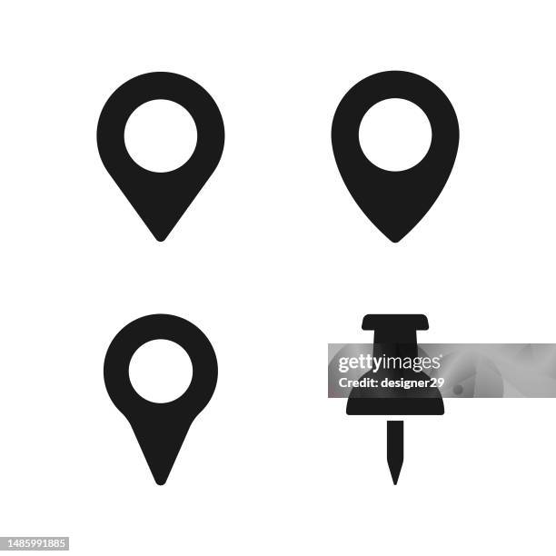 location and map pin icon set vector design on white background. - map pin icon stock illustrations