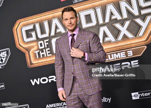 Chris Pratt attends the World Premiere of Marvel Studios' "Guardians of the Galaxy Vol. 3" on April 27, 2023 in Hollywood, California.