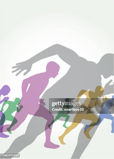 sprinters silhouettes - running stock illustrations