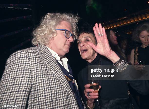 Pierre-Jean Chalencon and Isabelle Coutant-Peyre attend Playboy Party at Castel Club on April 27, 2023 in Paris, France.