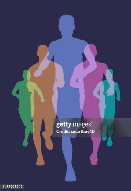 läufer - männlich - sprint-sport-wettbewerbsform stock-grafiken, -clipart, -cartoons und -symbole