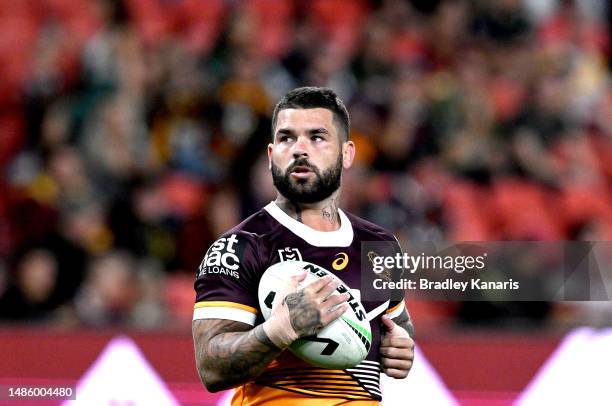 Adam Reynolds of the Broncos during the warm up before the round nine NRL match between Brisbane Broncos and South Sydney Rabbitohs at Suncorp...