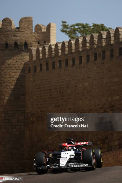 Nyck de Vries of Netherlands driving the Scuderia AlphaTauri AT04 on track during practice ahead of the F1 Grand Prix of Azerbaijan at Baku City...