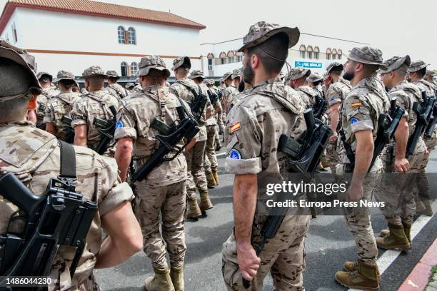 Spanish military contingent from Ceuta leaving at the end of May for Operation XVIII in support of Iraq, at the Gonzalez Tablas barracks in Ceuta, on...