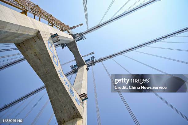 Lingdingyang bridge, a section of Shenzhen-Zhongshan highway, is seen on April 28, 2023 in Zhongshan, Guangdong Province of China. Construction of...